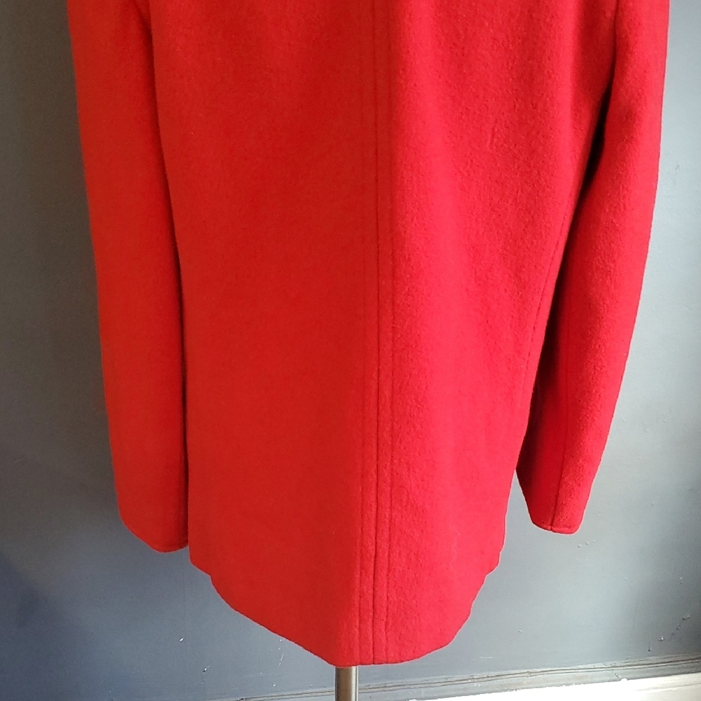 Vtg Coatique Red Wool Women's Pea Coat Jacket - Picture 7 of 13